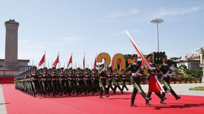 国庆70周年庆祝活动第3次演练结束 全装彩车首亮相